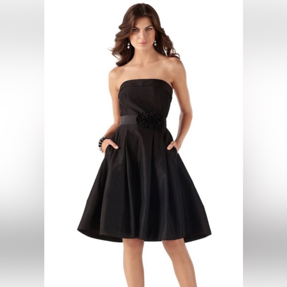 White House/Black Market strapless black taffeta dress. Size 8.